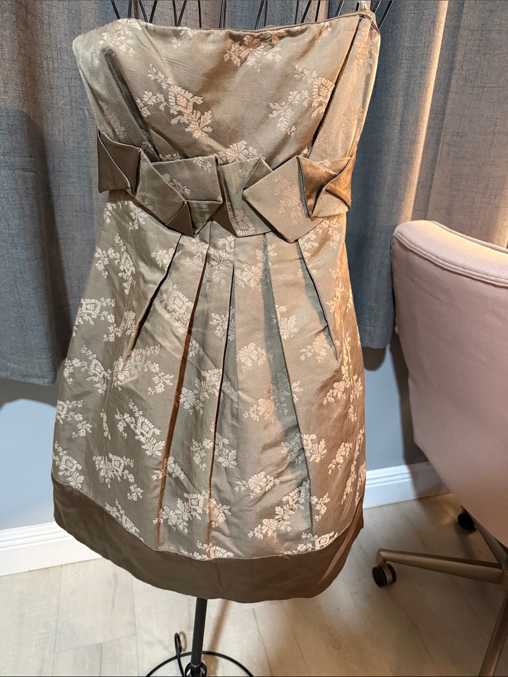 BCBGMaxAzria Silk Blend Strapless Brocade Dress
